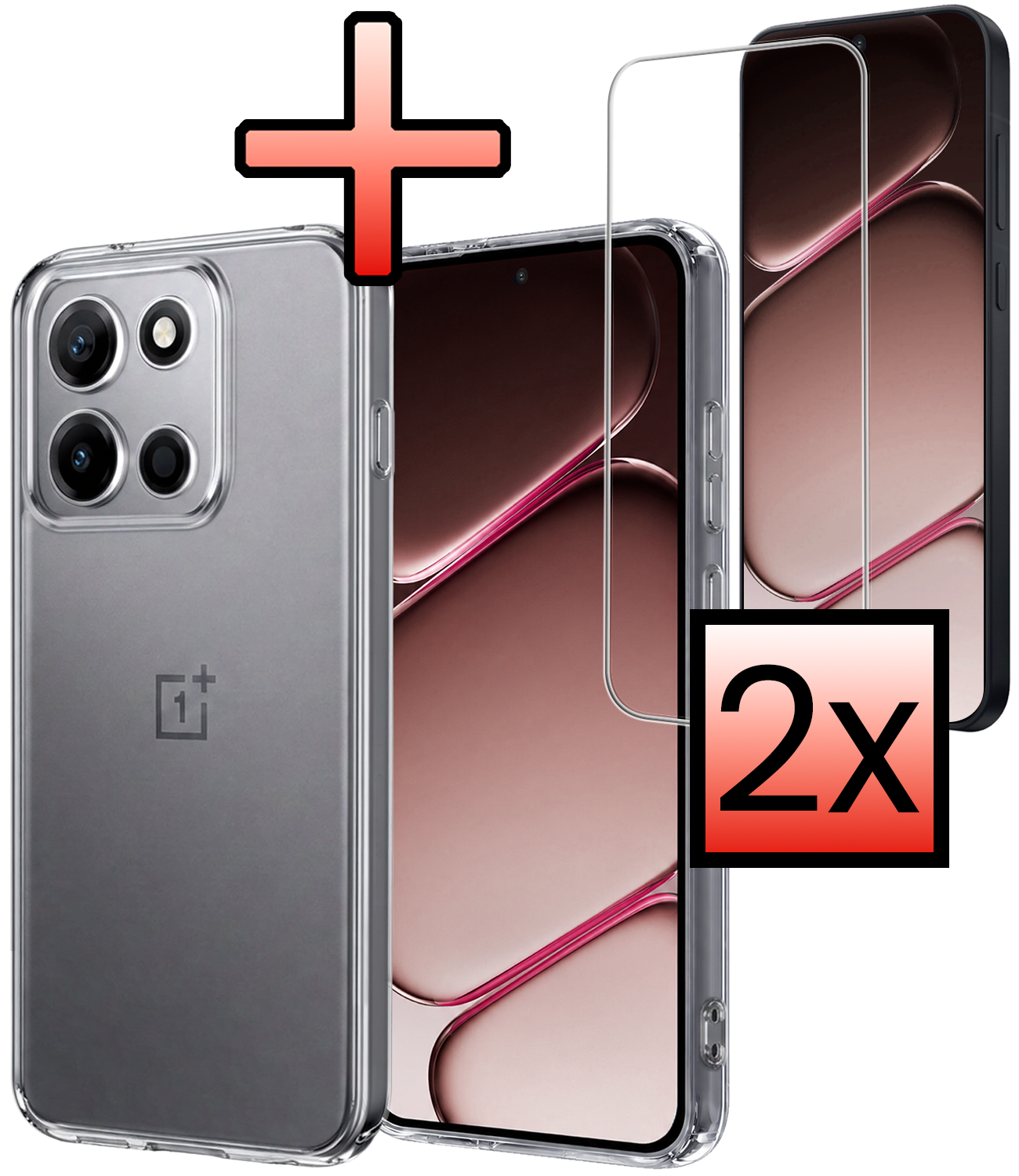 NoXx NoXx OnePlus Nord 6 Hoesje Siliconen Met 2x Screenprotector - Transparant
