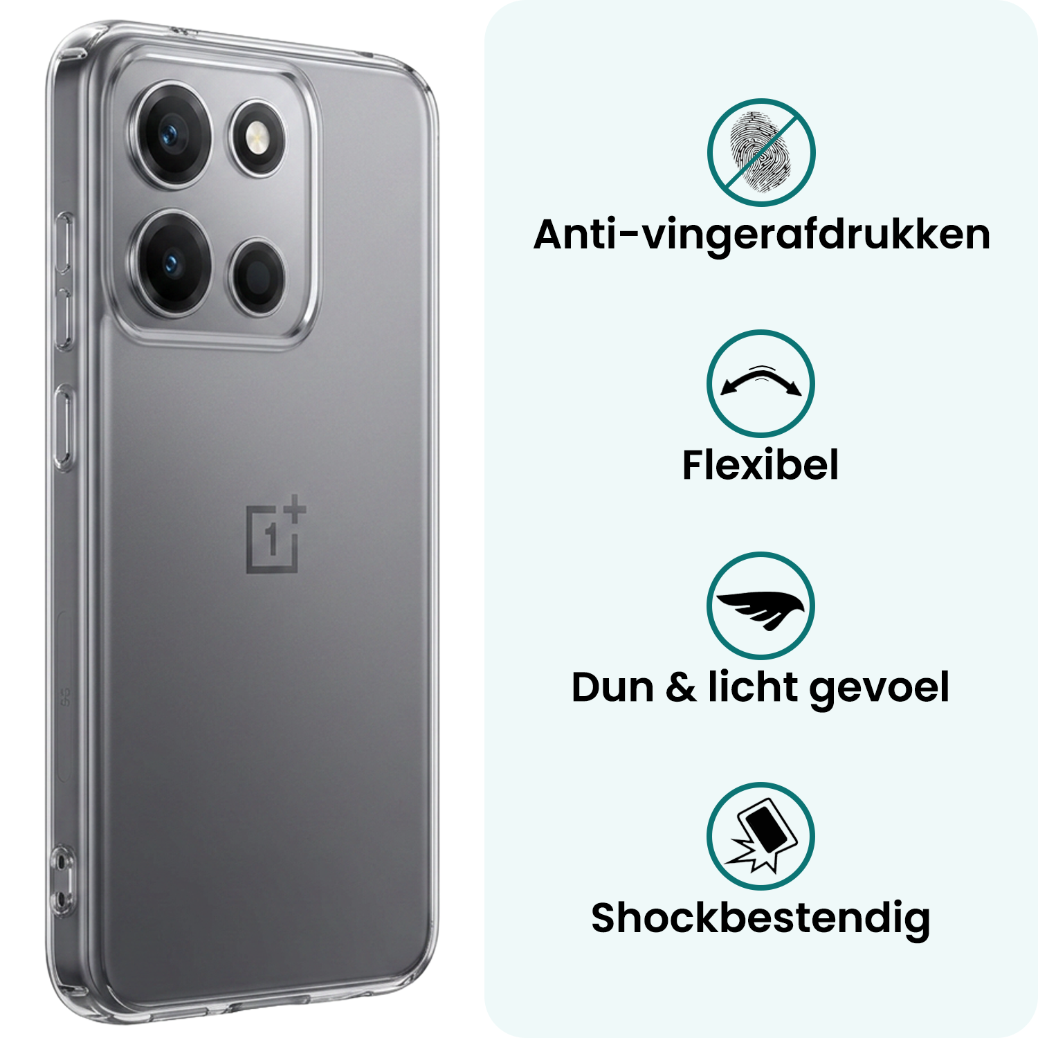 Forterra Forterra OnePlus Nord 6 Hoesje Siliconen Met Screenprotector - Transparant
