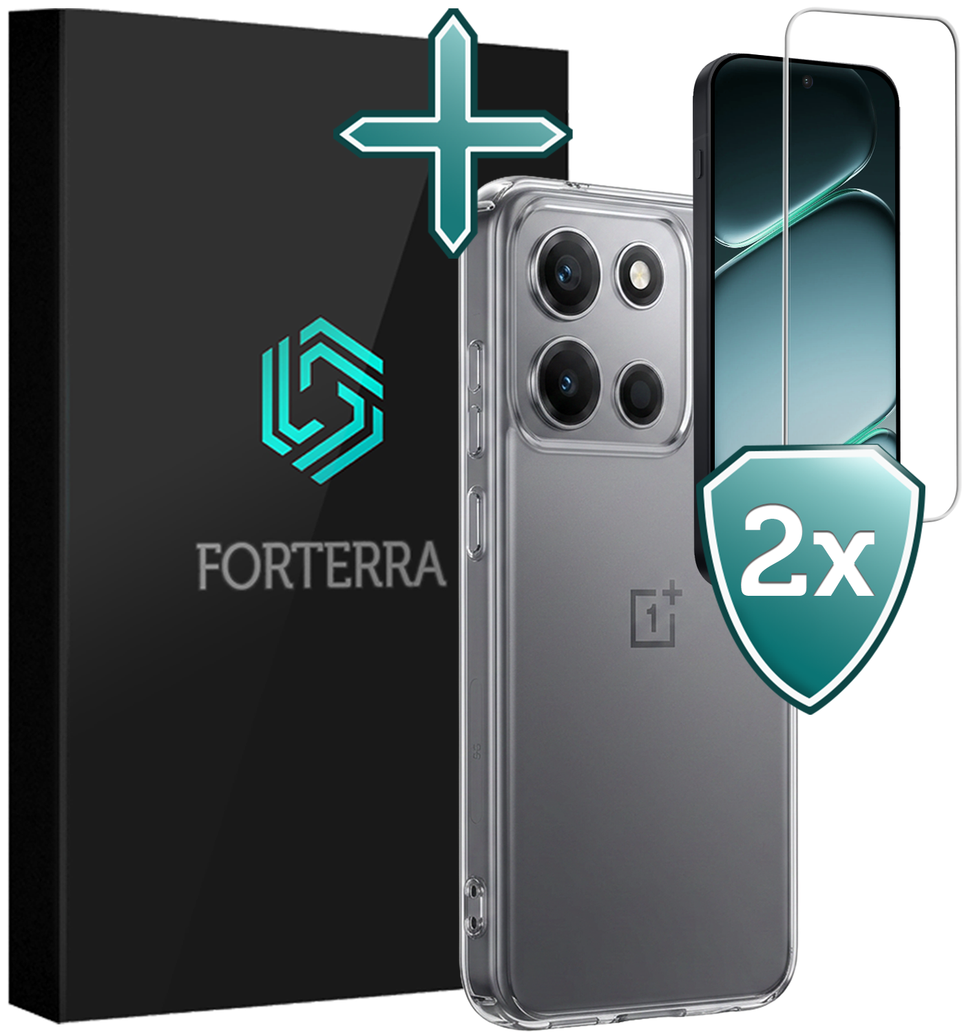 Forterra Forterra OnePlus Nord 6 Hoesje Siliconen Met 2x Screenprotector - Transparant