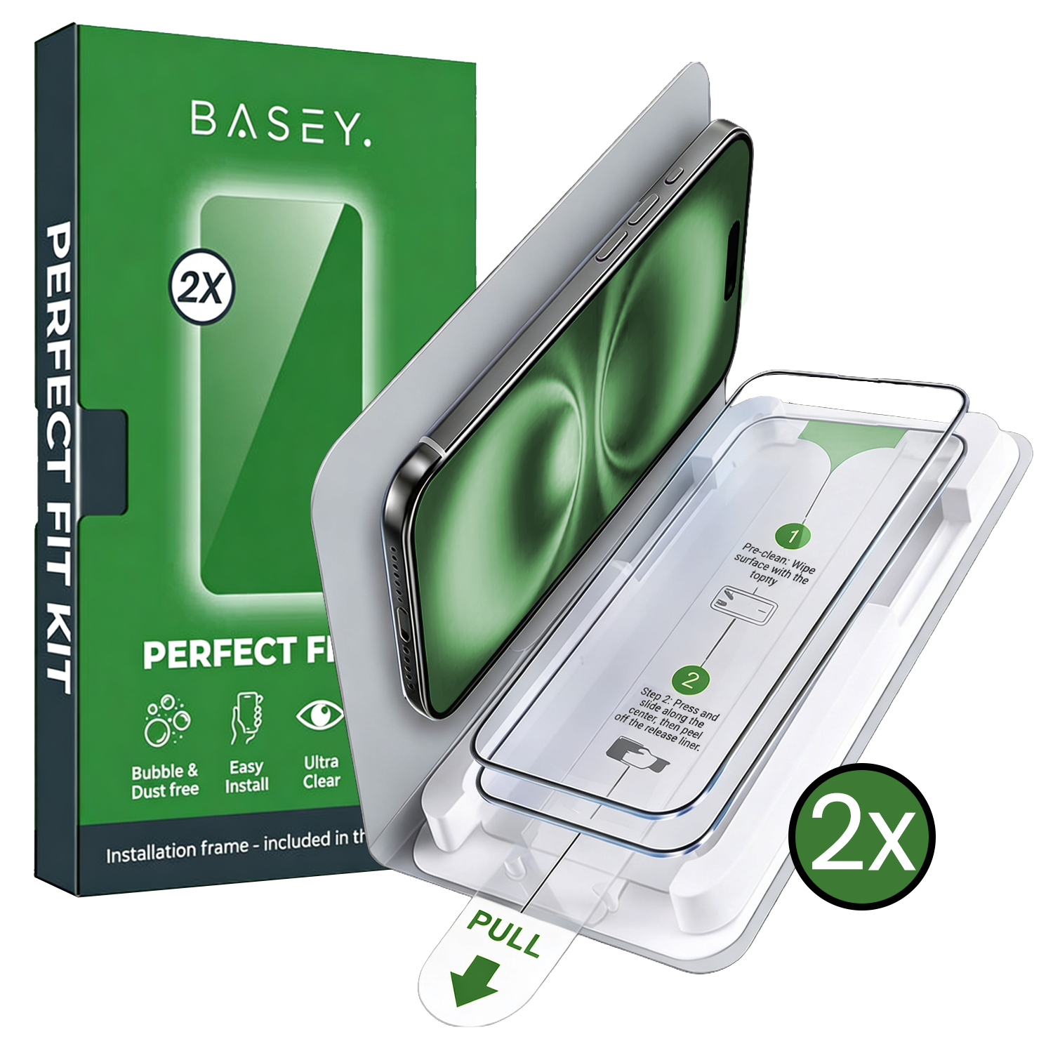 BASEY. BASEY. iPhone 16 Plus Screenprotector Perfect Fit Kit - 2 PACK