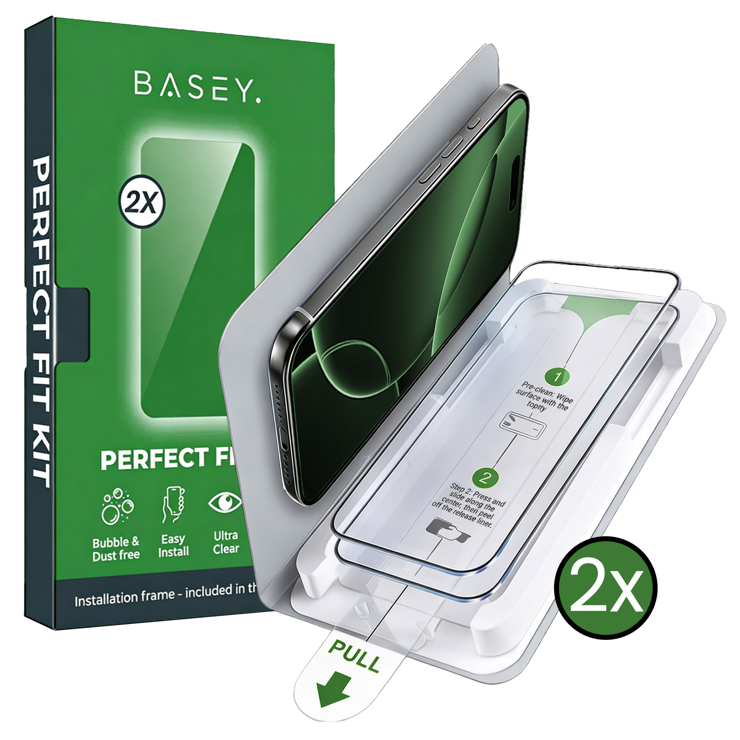 BASEY. BASEY. iPhone 16 Pro Max Screenprotector Perfect Fit Kit - 2 PACK