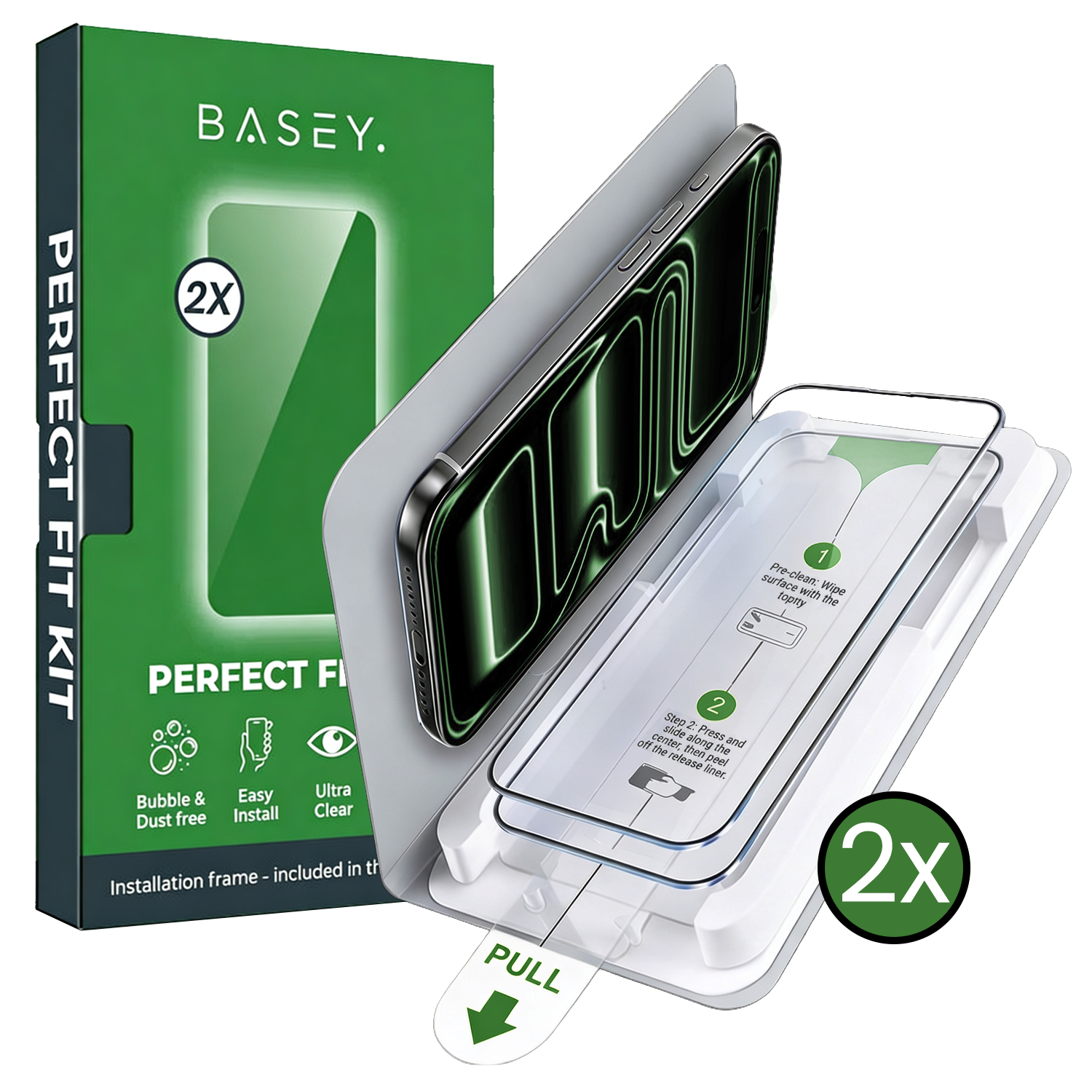 BASEY. BASEY. iPhone 17 Pro Screenprotector Perfect Fit Kit - 2 PACK