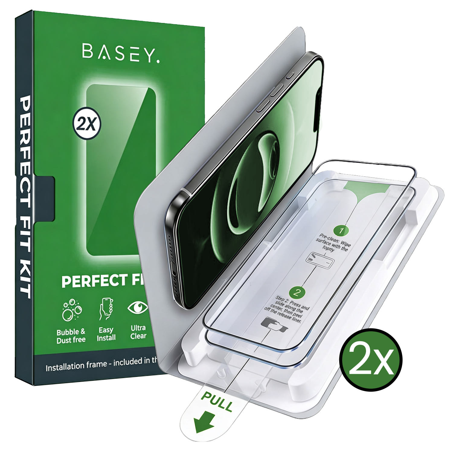 BASEY. BASEY. iPhone 16e Screenprotector Perfect Fit Kit - 2 PACK