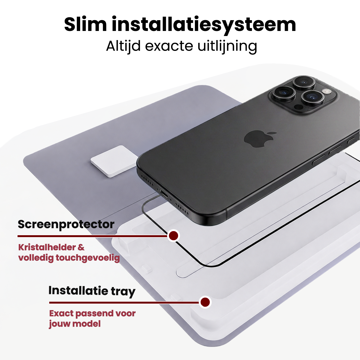 NoXx NoXx iPhone 15 Pro Max Screenprotector Perfect Fit Kit - 2 PACK