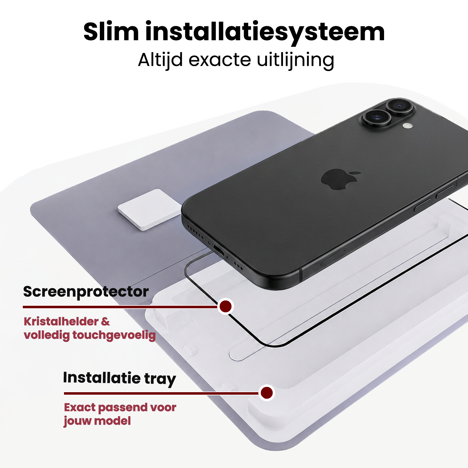 NoXx NoXx iPhone 16 Screenprotector Perfect Fit Kit - 2 PACK