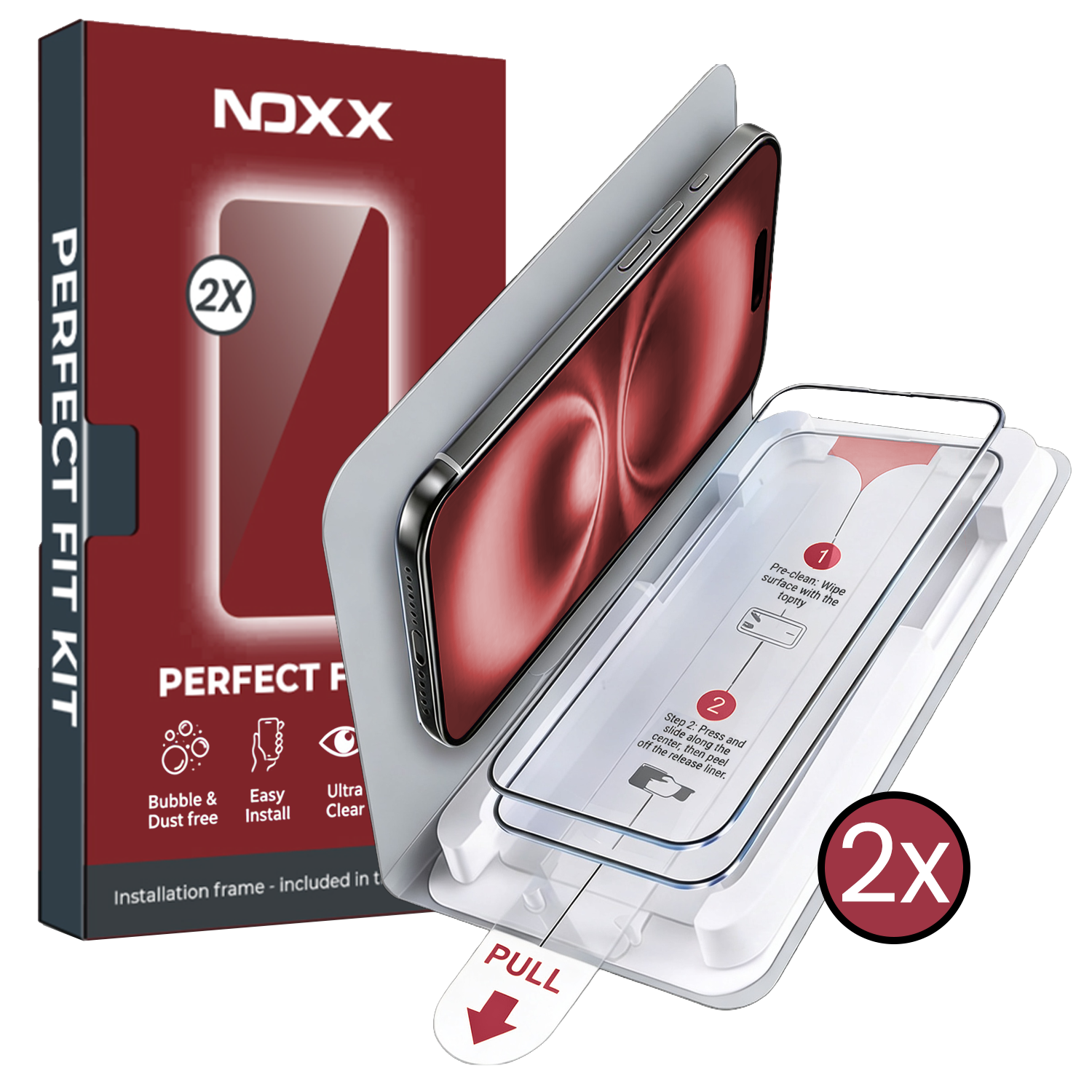 NoXx NoXx iPhone 16 Screenprotector Perfect Fit Kit - 2 PACK