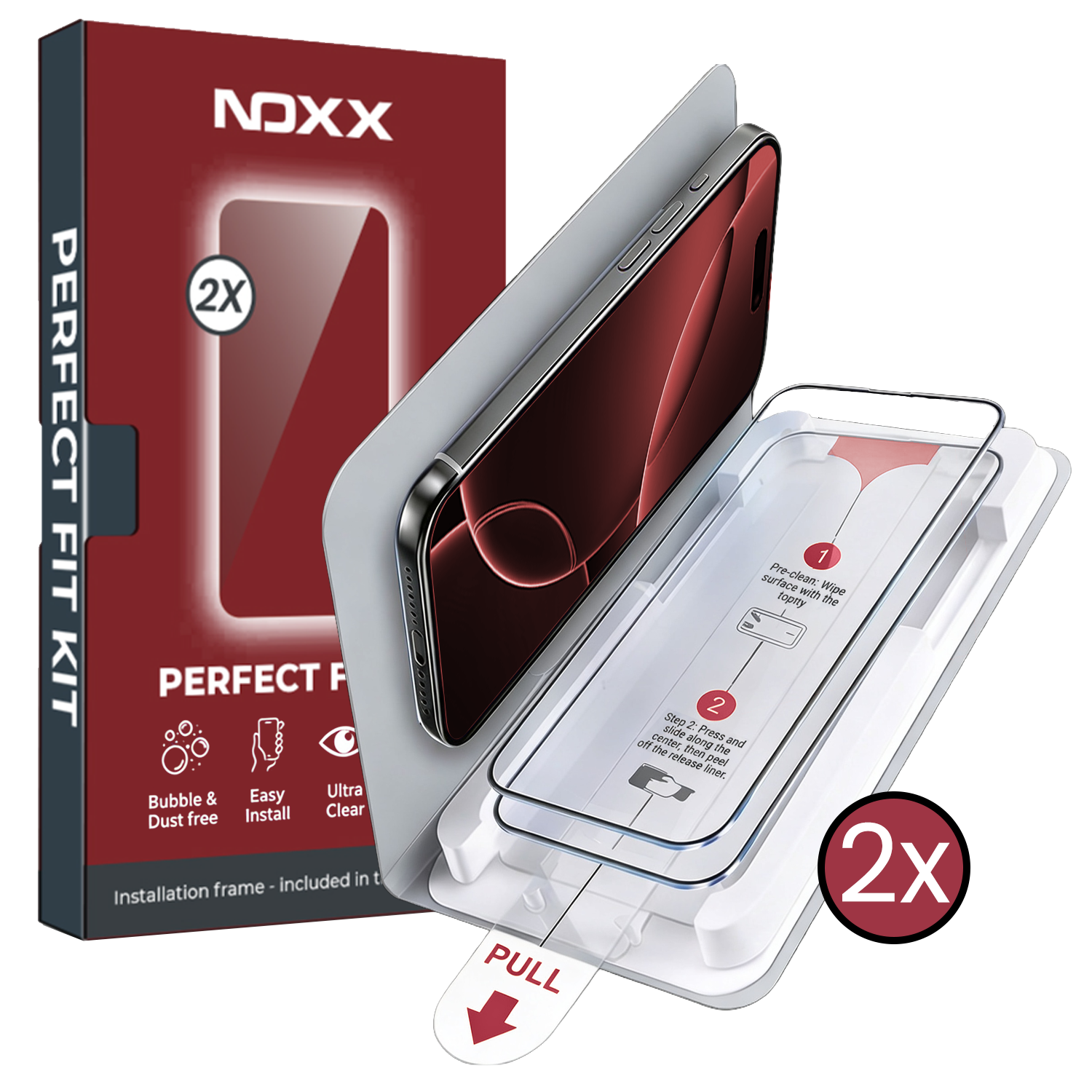 NoXx NoXx iPhone 16 Pro Screenprotector Perfect Fit Kit - 2 PACK