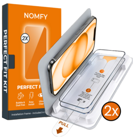 Nomfy Nomfy iPhone 15 Screenprotector Perfect Fit Kit - 2 PACK