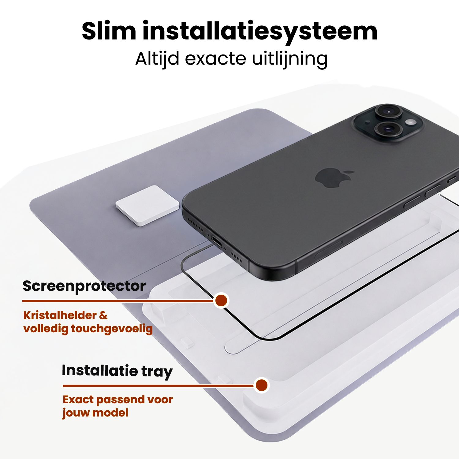 Nomfy Nomfy iPhone 15 Screenprotector Perfect Fit Kit - 2 PACK