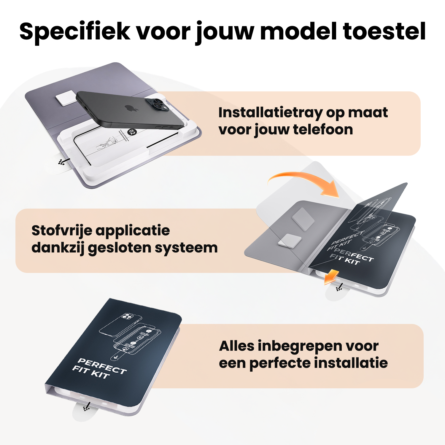 Nomfy Nomfy iPhone 15 Plus Screenprotector Perfect Fit Kit - 2 PACK