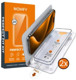 Nomfy Nomfy iPhone 15 Pro Screenprotector Perfect Fit Kit - 2 PACK