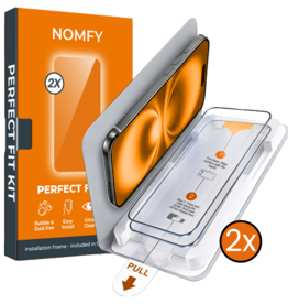Nomfy Nomfy iPhone 16 Plus Screenprotector Perfect Fit Kit - 2 PACK