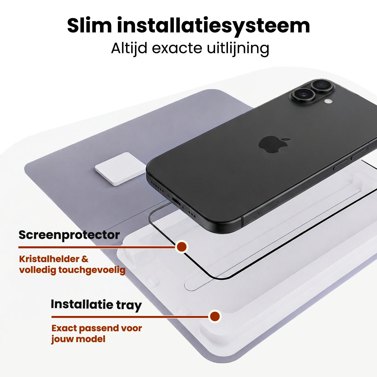 Nomfy Nomfy iPhone 16 Plus Screenprotector Perfect Fit Kit - 2 PACK