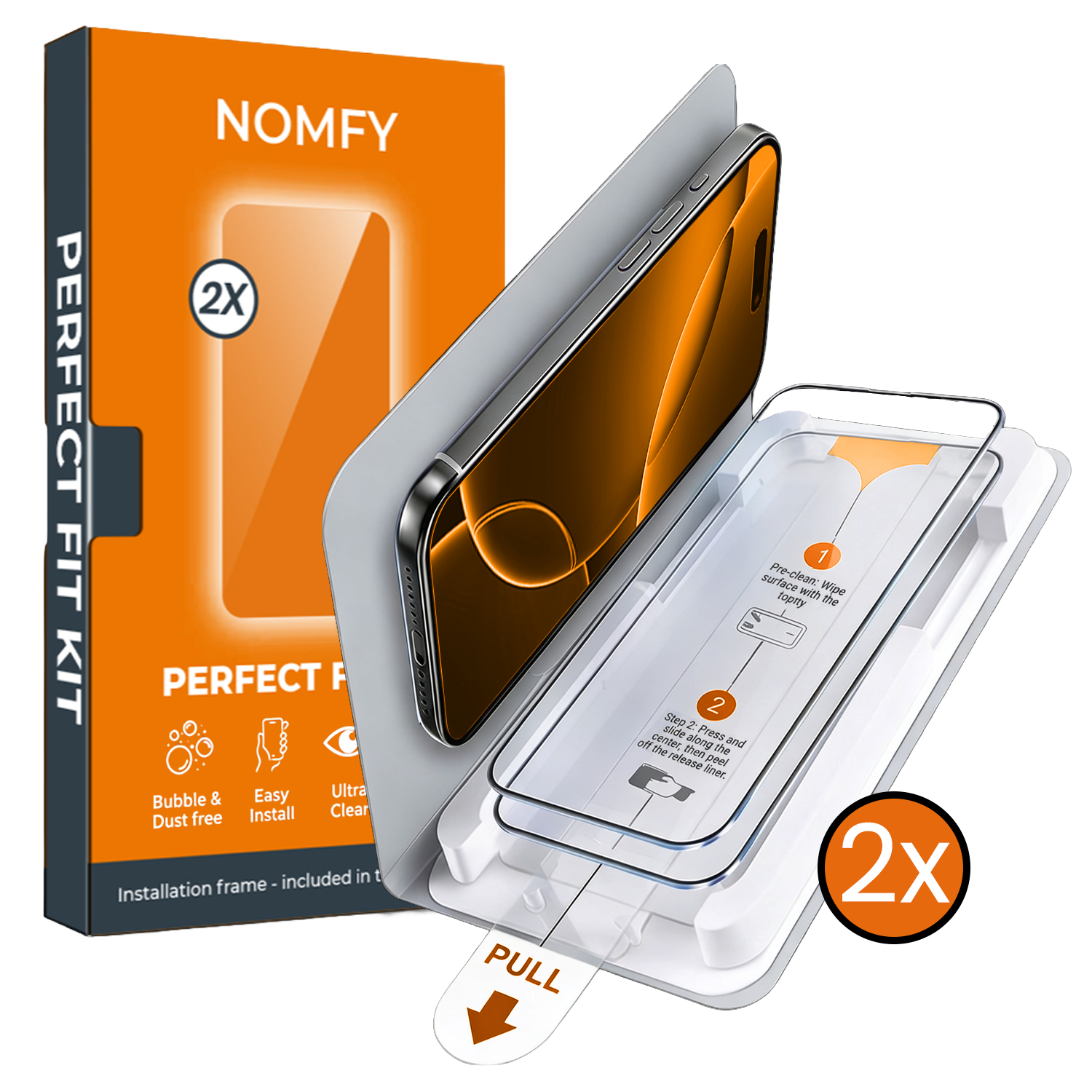 Nomfy Nomfy iPhone 16 Pro Max Screenprotector Perfect Fit Kit - 2 PACK