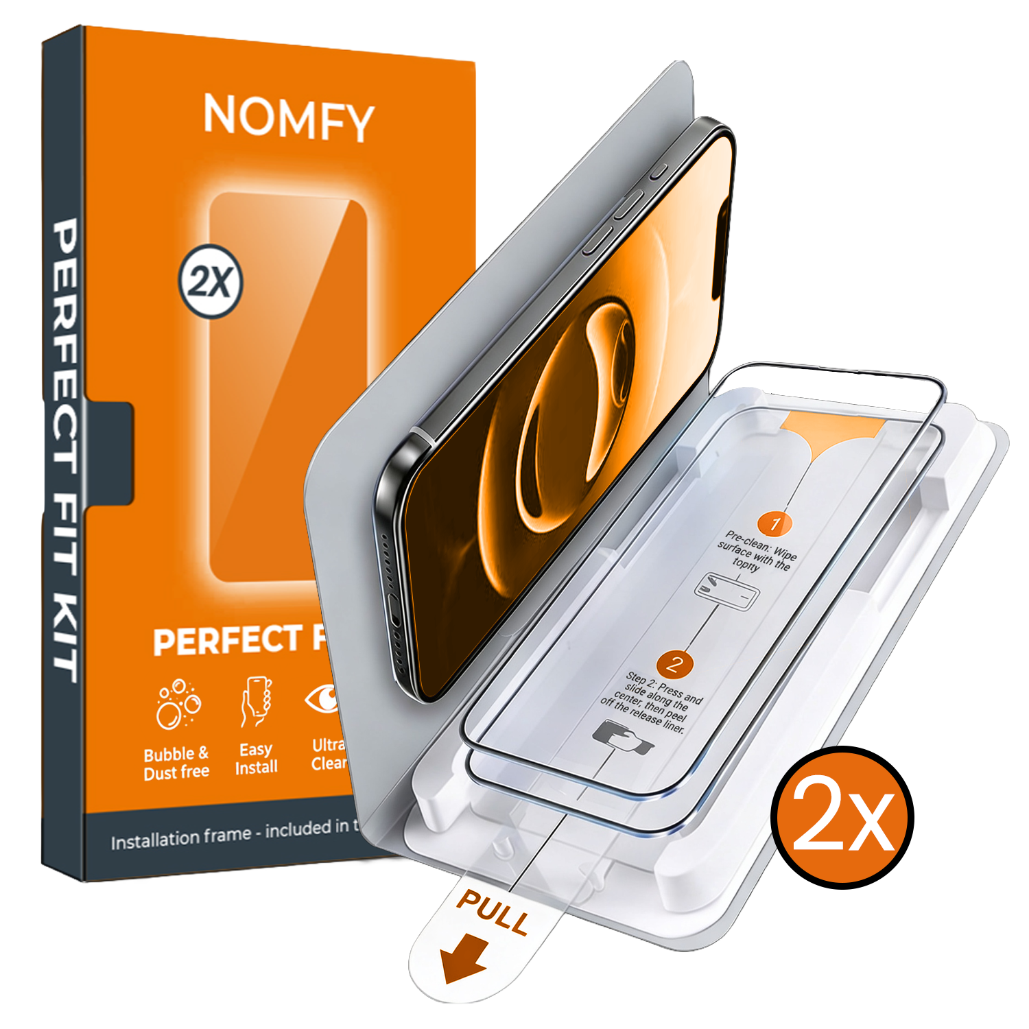 Nomfy Nomfy iPhone 16e Screenprotector Perfect Fit Kit - 2 PACK