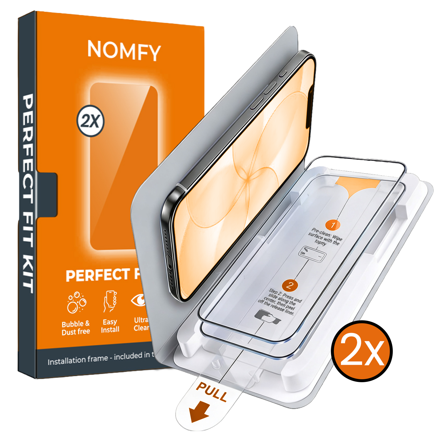 Nomfy Nomfy iPhone 17e Screenprotector Perfect Fit Kit - 2 PACK