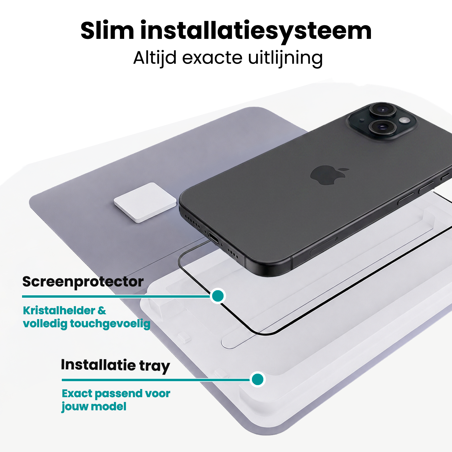 Forterra Forterra iPhone 15 Screenprotector Perfect Fit Kit - 2 PACK