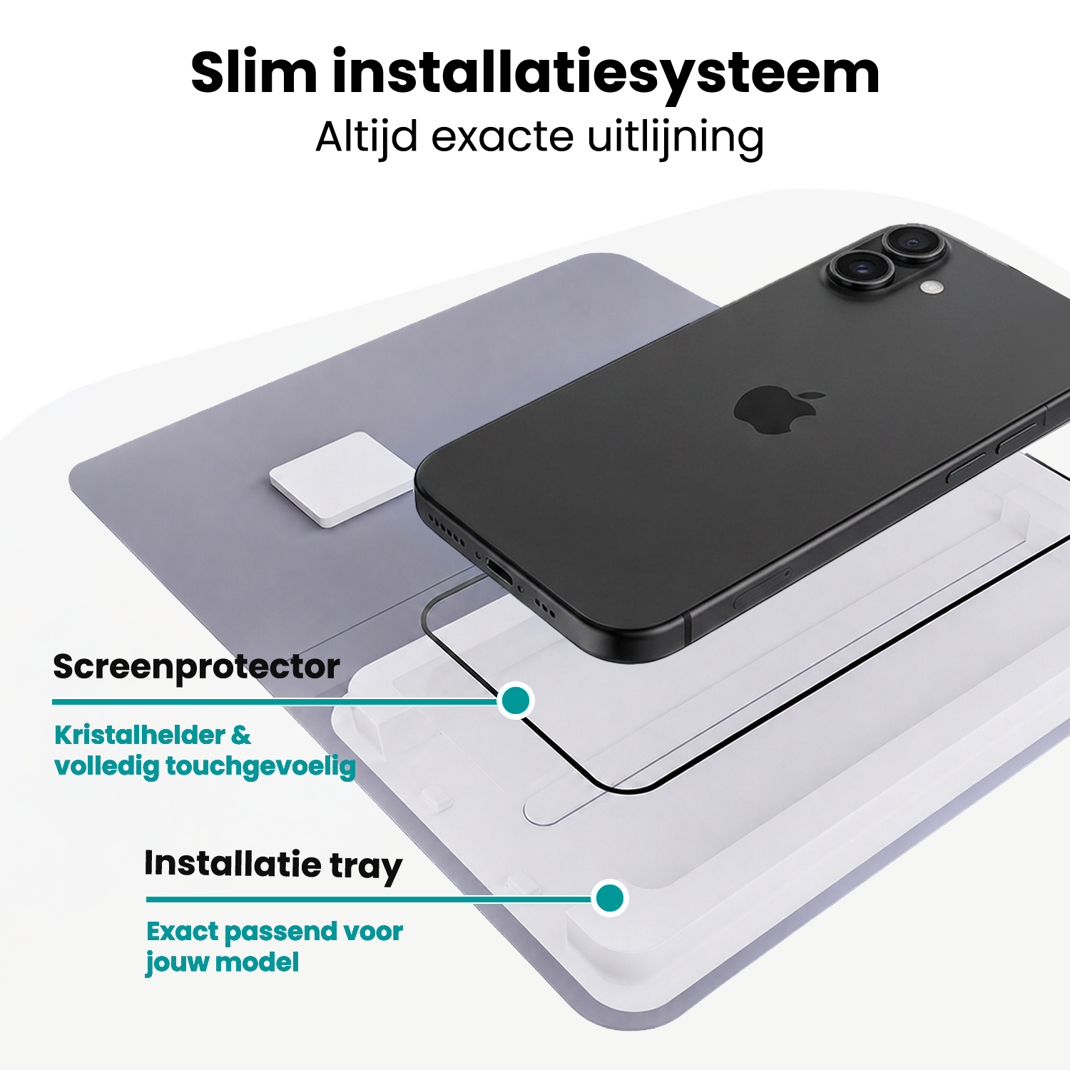 Forterra Forterra iPhone 16 Plus Screenprotector Perfect Fit Kit - 2 PACK