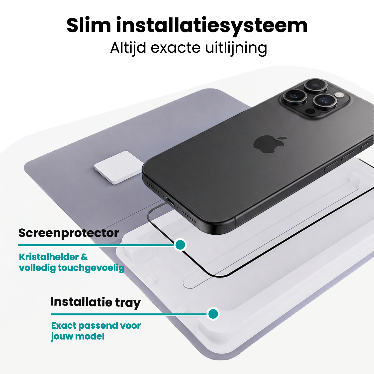 Forterra Forterra iPhone 16 Pro Screenprotector Perfect Fit Kit - 2 PACK