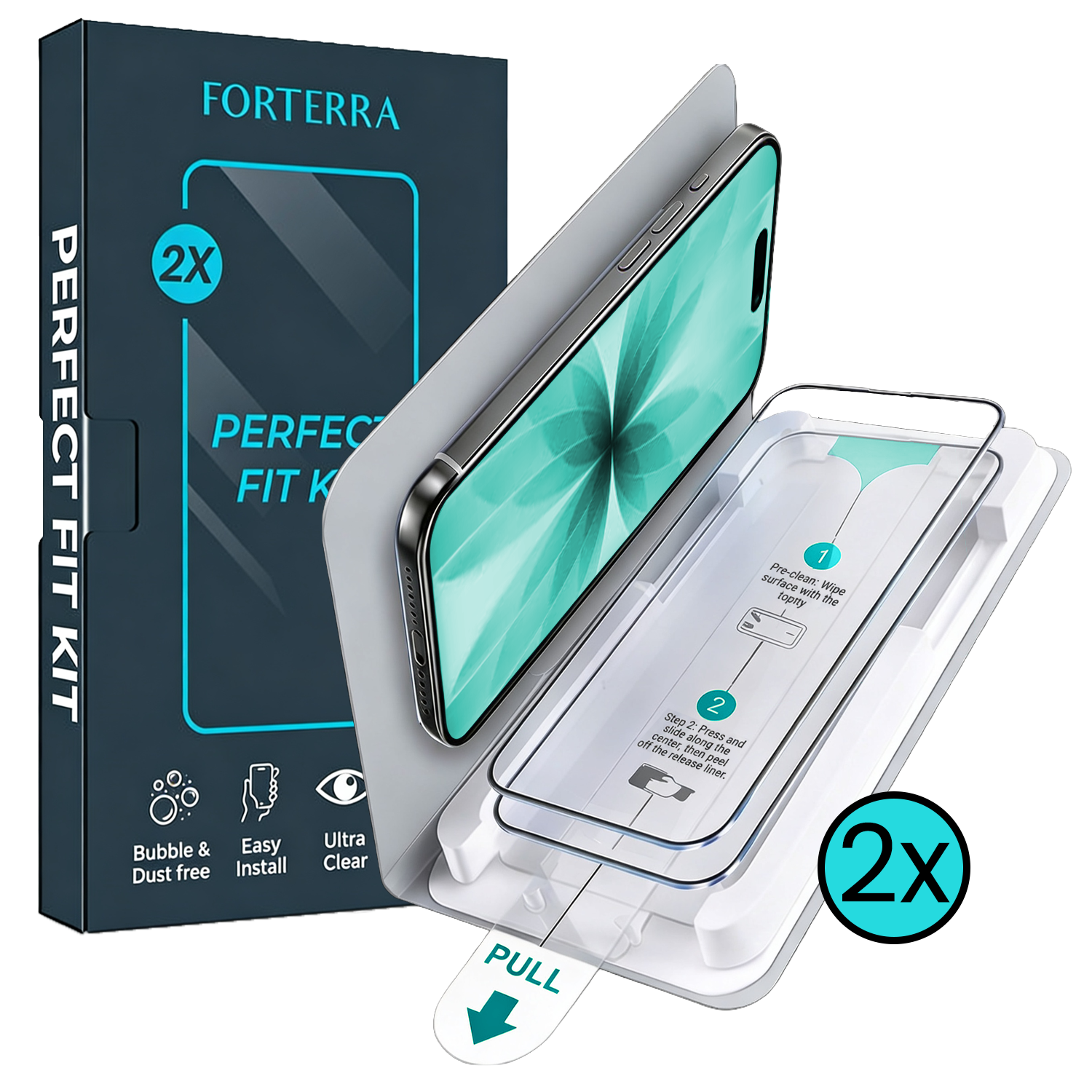 Forterra Forterra iPhone 17 Screenprotector Perfect Fit Kit - 2 PACK