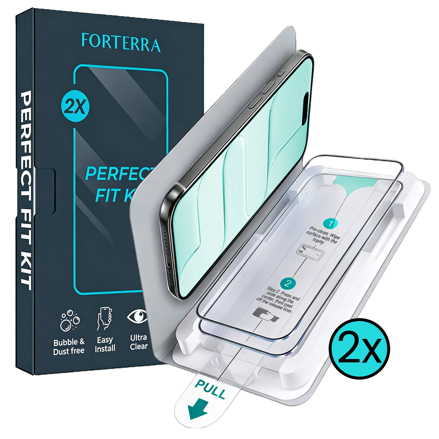 Forterra Forterra iPhone Air Screenprotector Perfect Fit Kit - 2 PACK