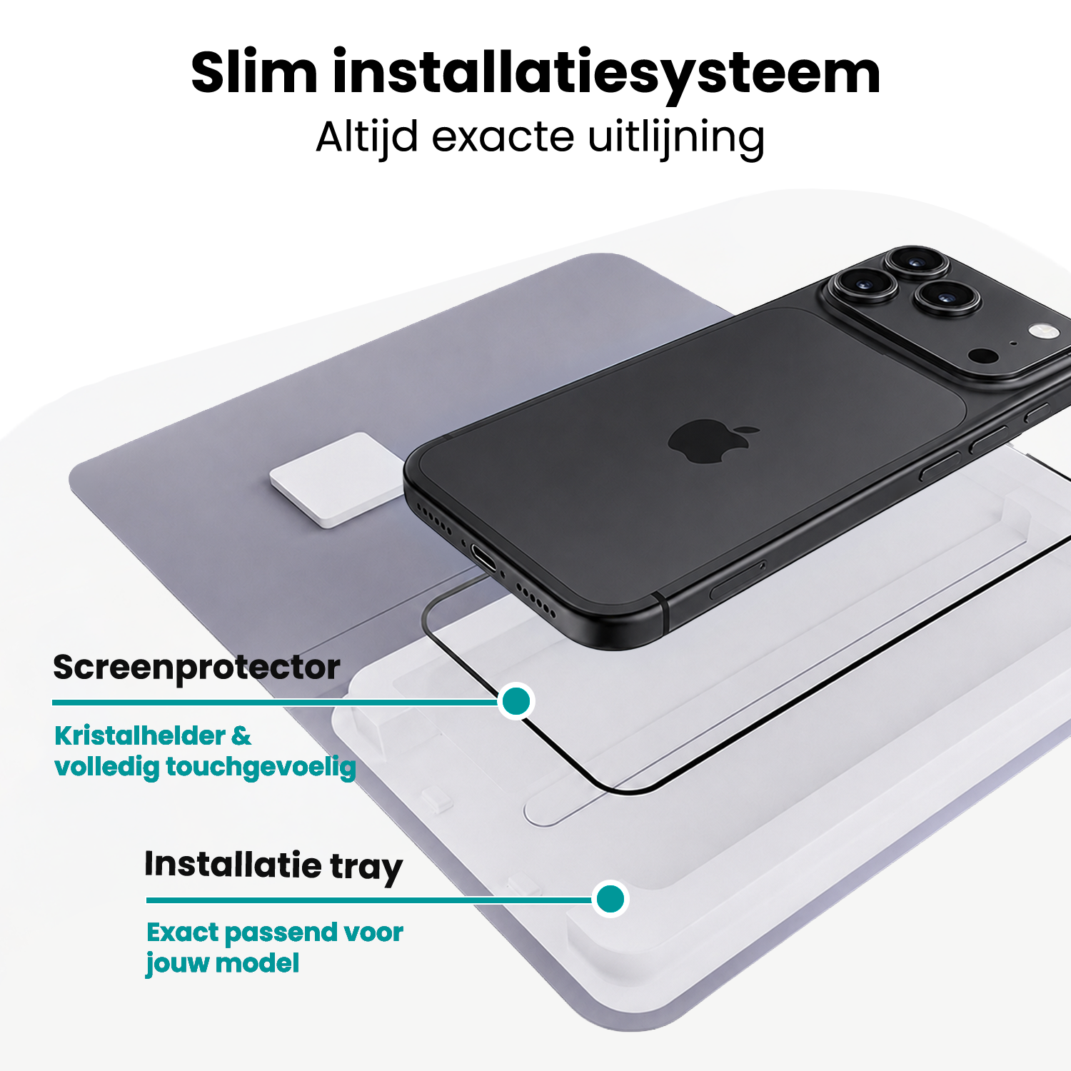 Forterra Forterra iPhone 17 Pro Max Screenprotector Perfect Fit Kit - 2 PACK