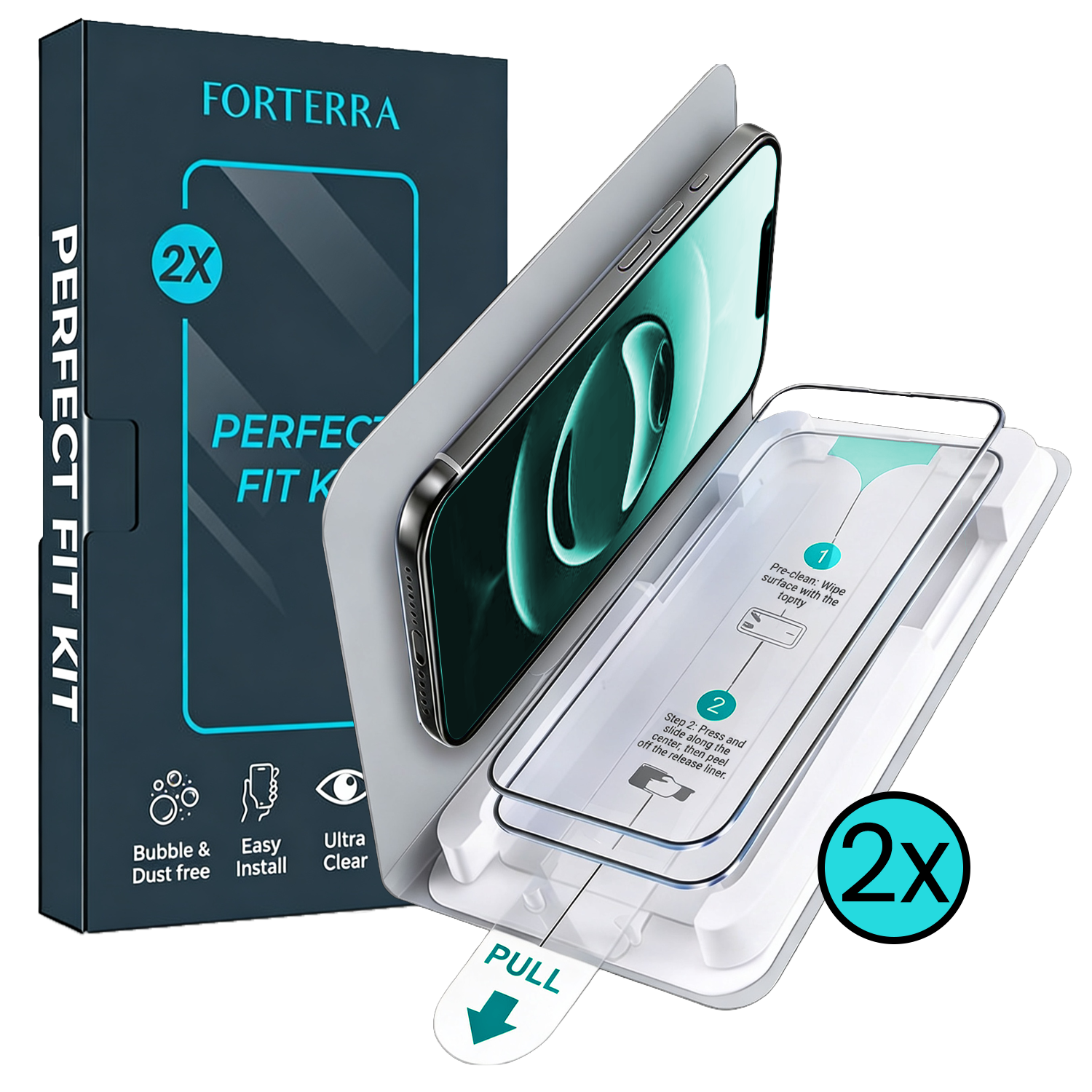 Forterra Forterra iPhone 16e Screenprotector Perfect Fit Kit - 2 PACK