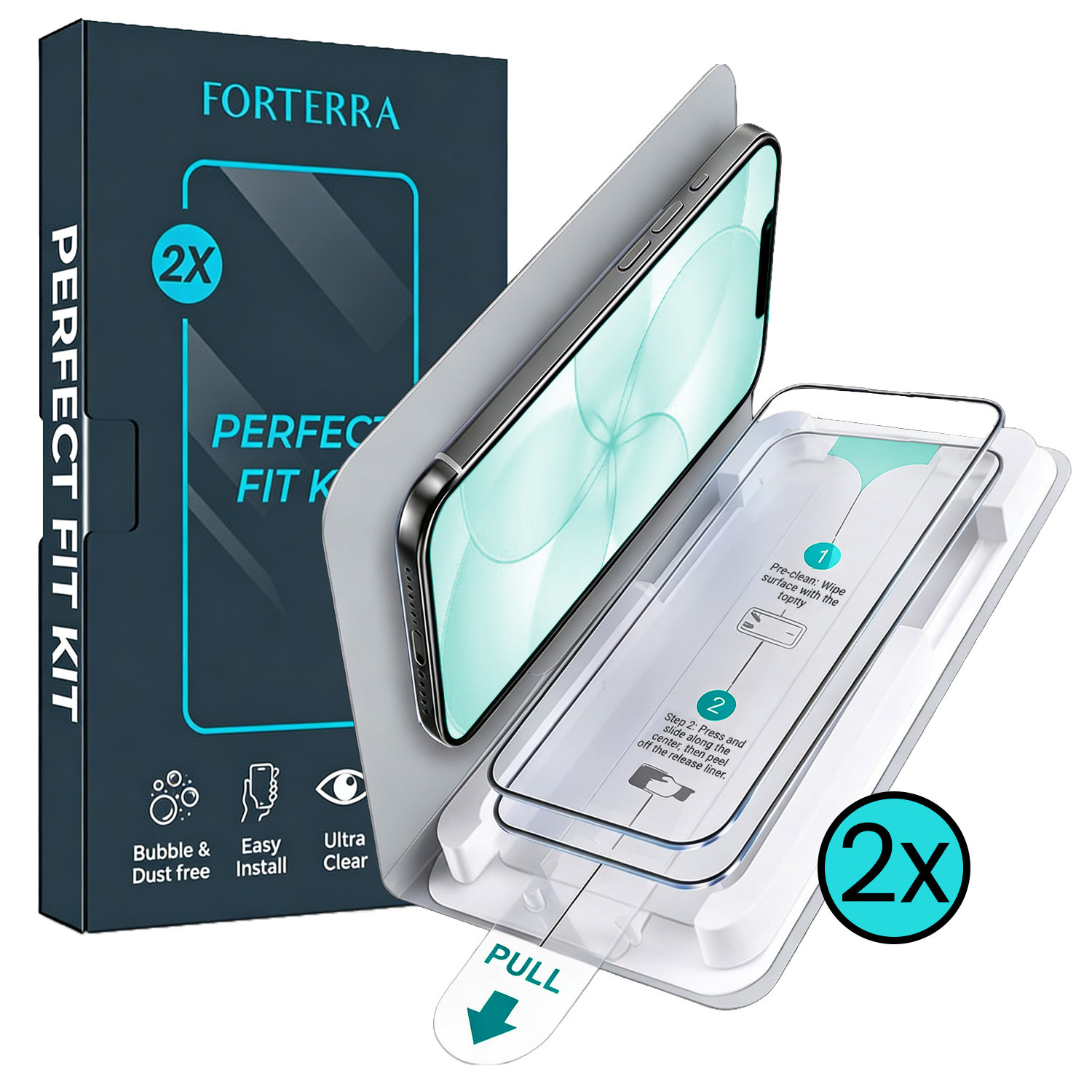 Forterra Forterra iPhone 17e Screenprotector Perfect Fit Kit - 2 PACK