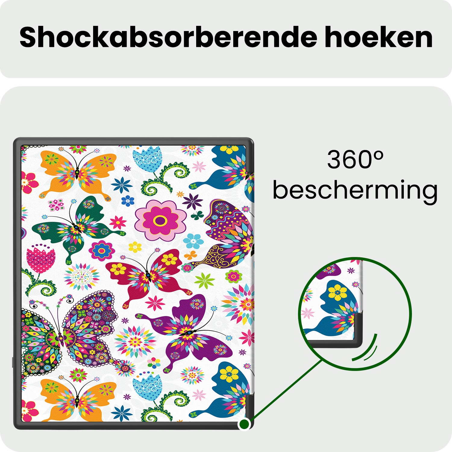 BASEY. BASEY. Kobo Elipsa 2E Hoesje Met Screenprotector - Vlinders