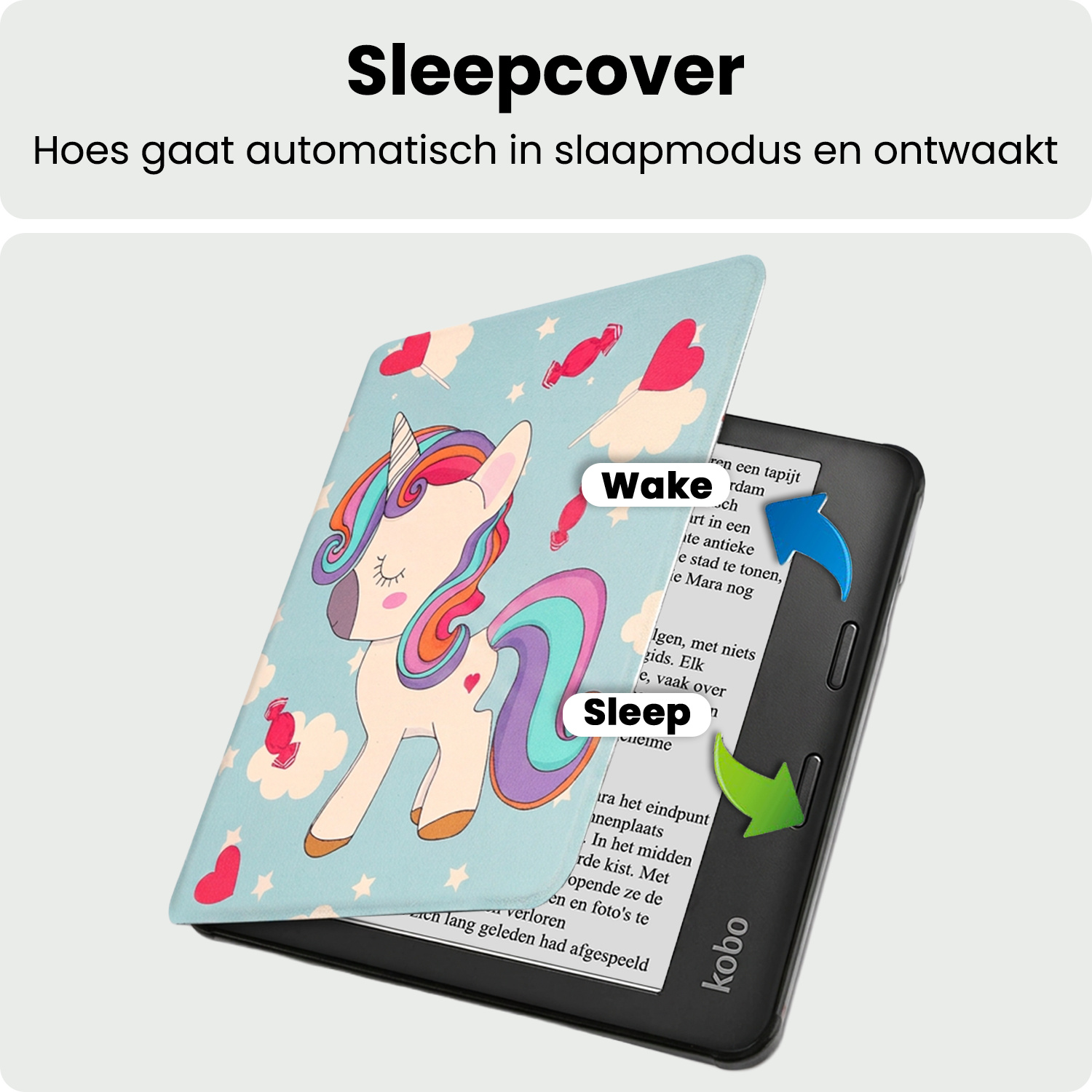 BASEY. BASEY. Kobo Libra 2 Hoesje Met Screenprotector - Eenhoorn