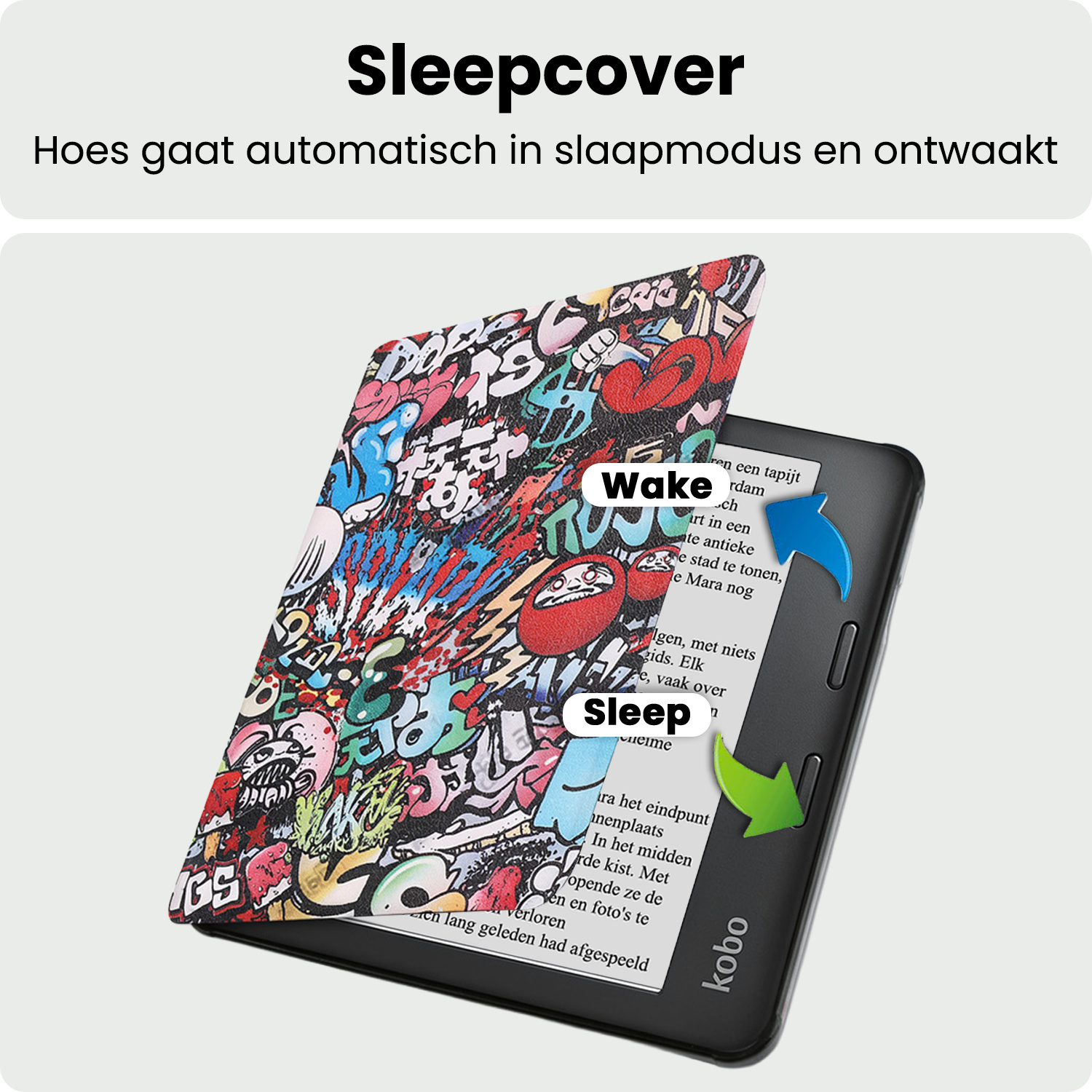 BASEY. BASEY. Kobo Libra 2 Hoesje Met Screenprotector - Graffity