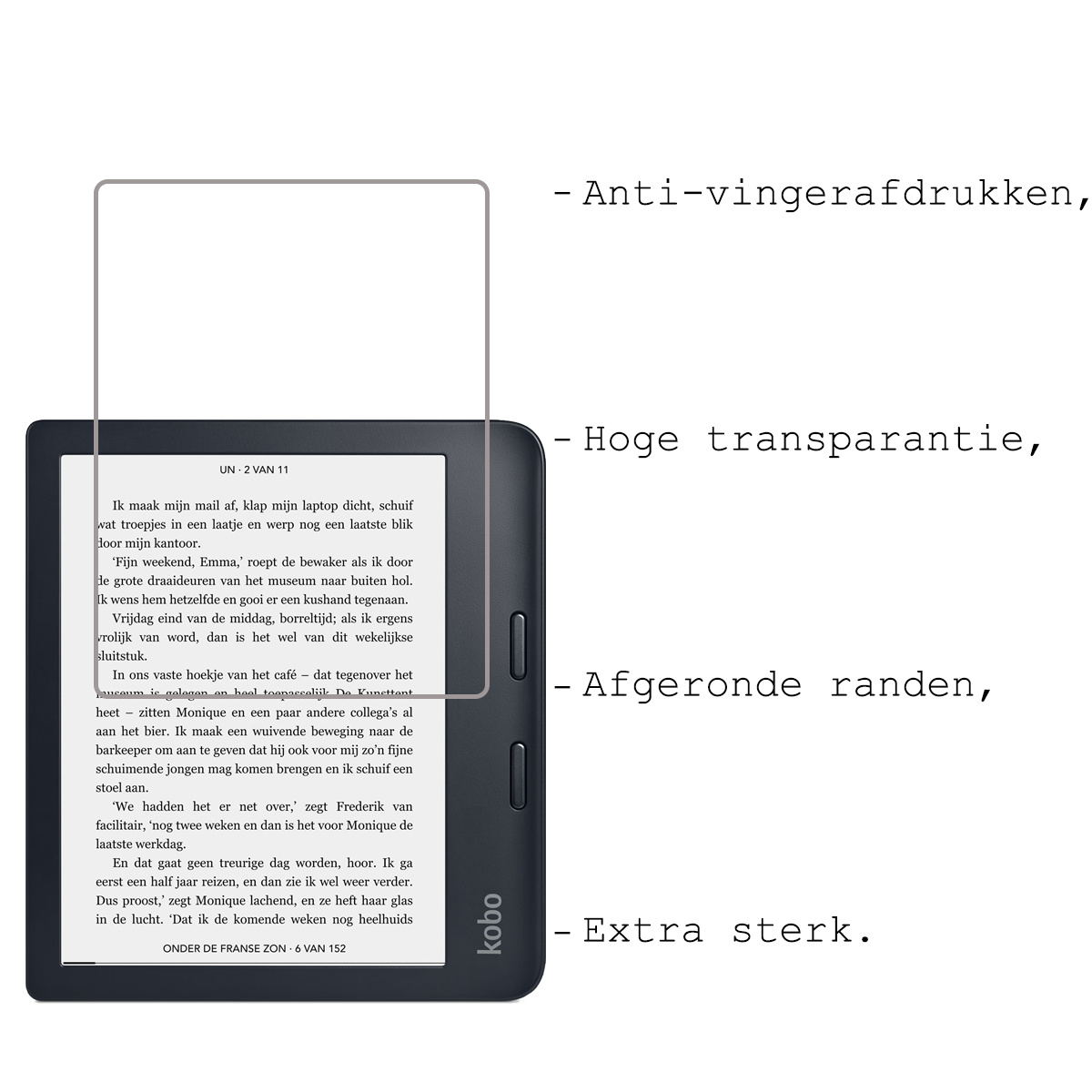 BASEY. BASEY. Kobo Libra 2 Hoesje Met Screenprotector - Don't Touch Me