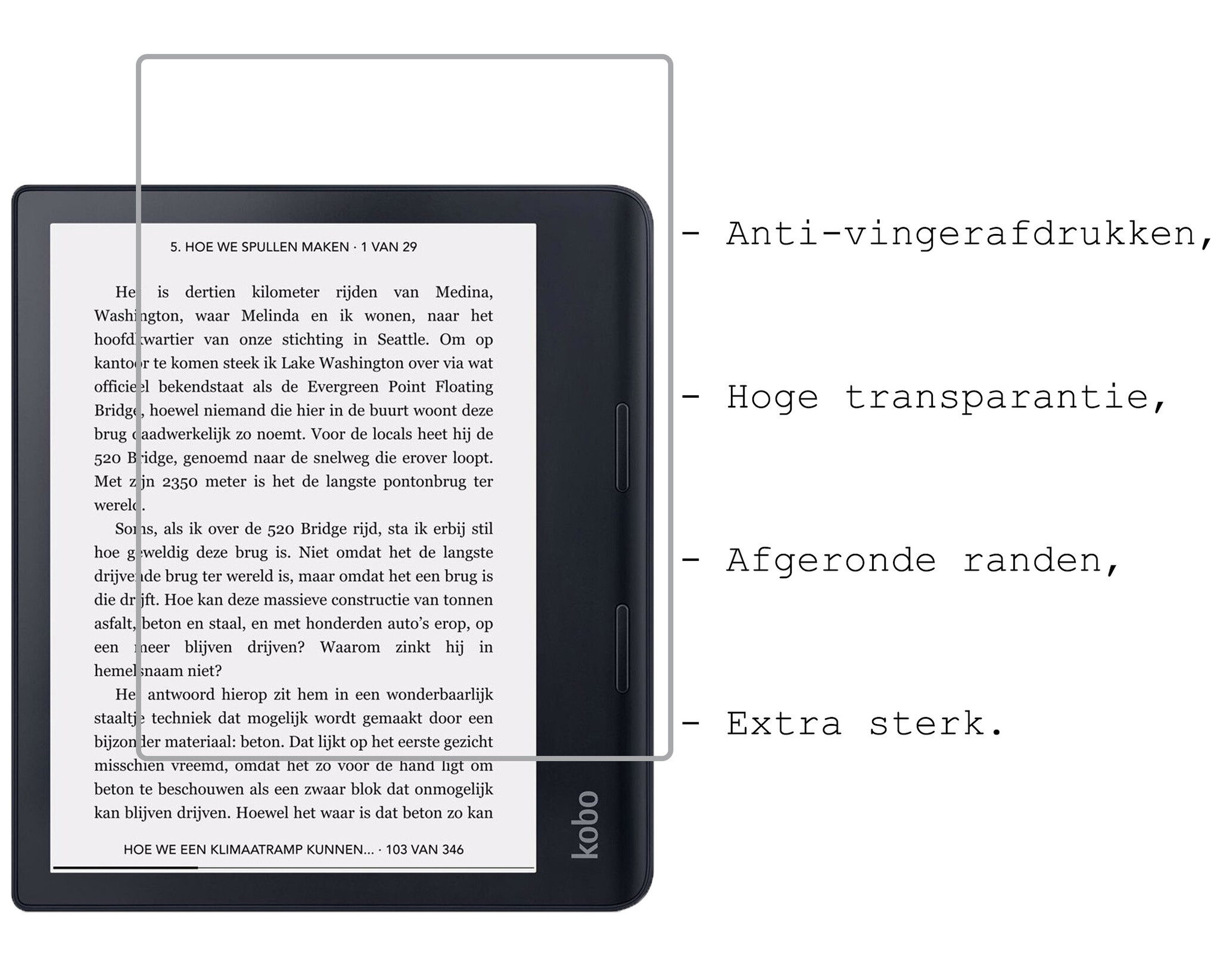 BASEY. BASEY. Kobo Sage Hoesje Met Screenprotector - Donkergroen