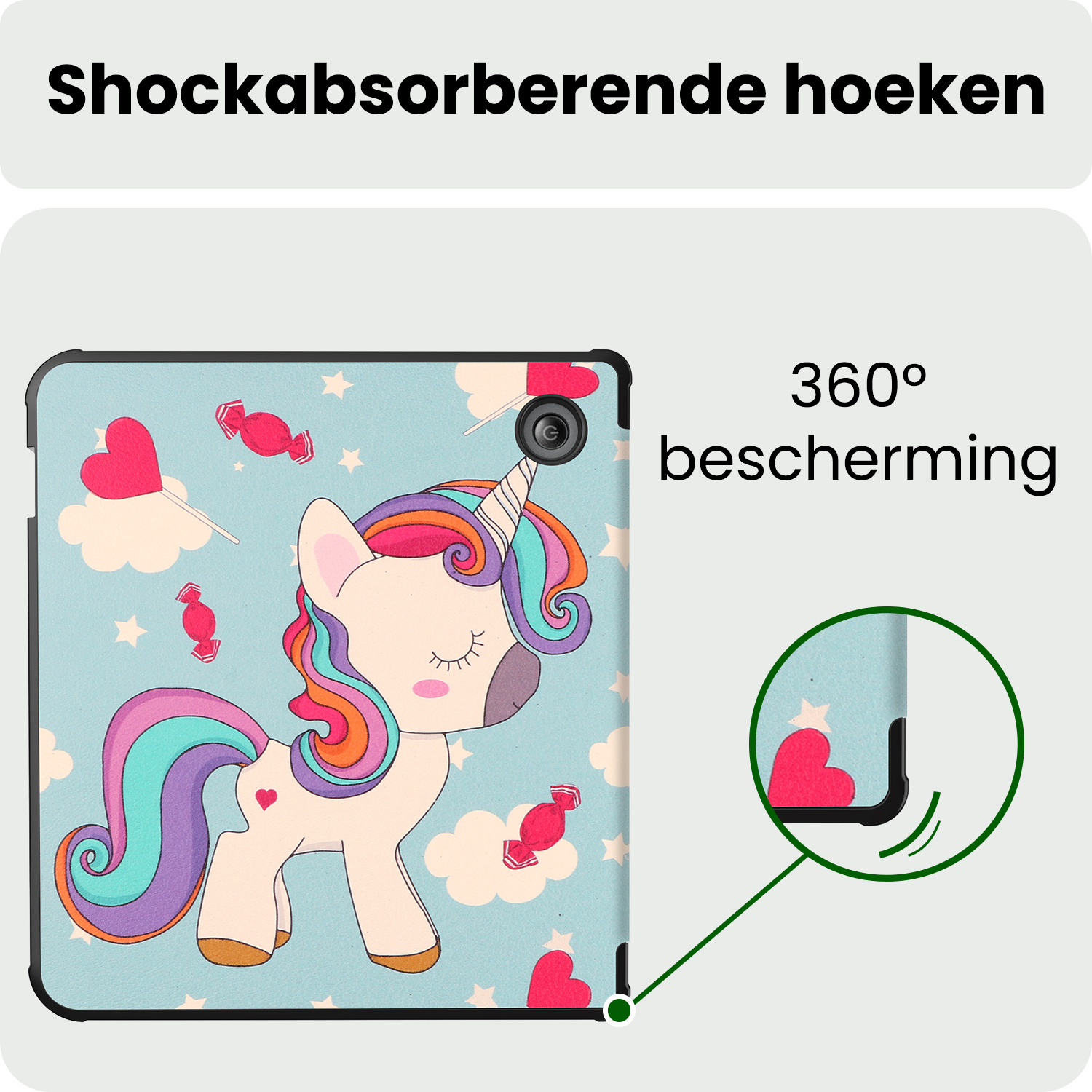 BASEY. BASEY. Kobo Sage Hoesje Met Screenprotector - Eenhoorn