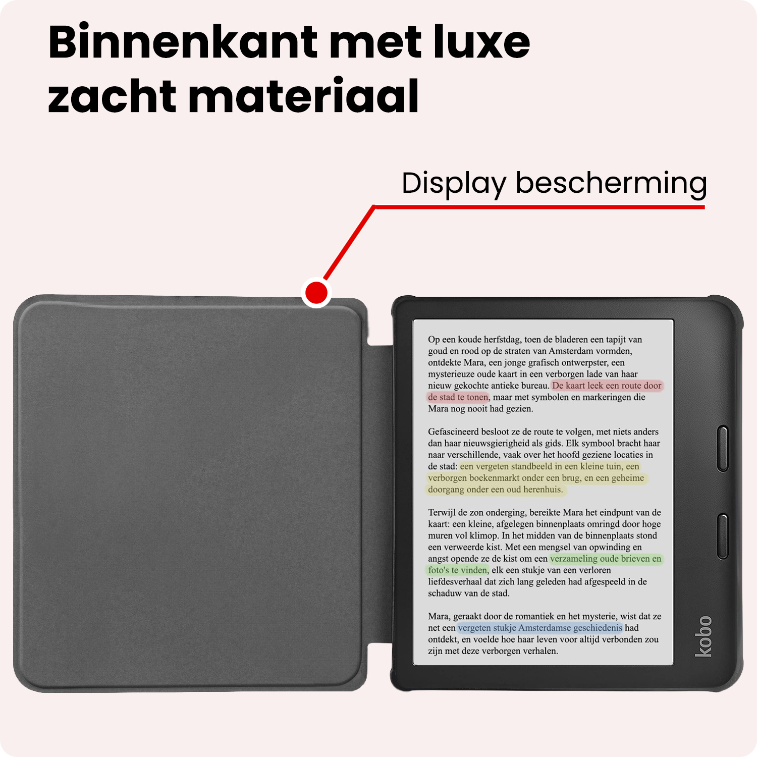 NoXx NoXx Kobo Libra Colour Hoesje Met Screenprotector - Roze