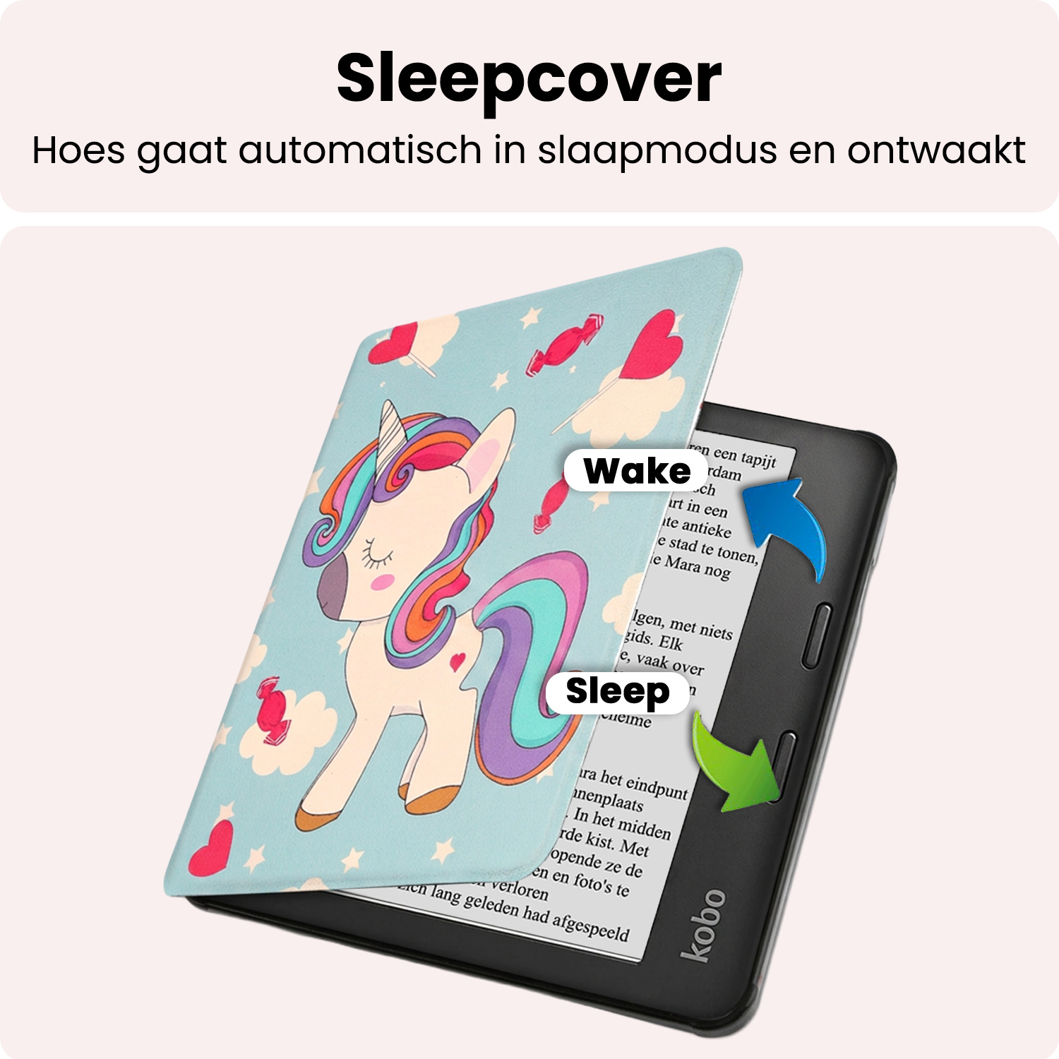 NoXx NoXx Kobo Sage Hoesje Met Screenprotector - Eenhoorn