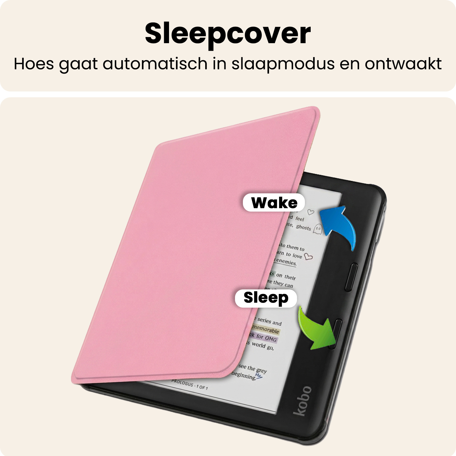 Nomfy Nomfy Kobo Libra Colour Hoesje Met Screenprotector - Roze
