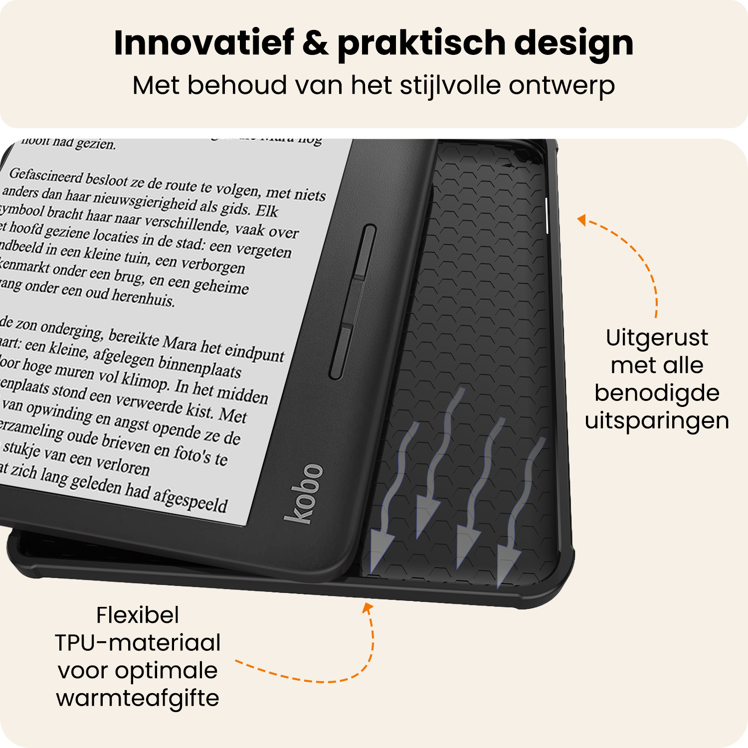 Nomfy Nomfy Kobo Libra H2O Hoesje Met Screenprotector - Zwart