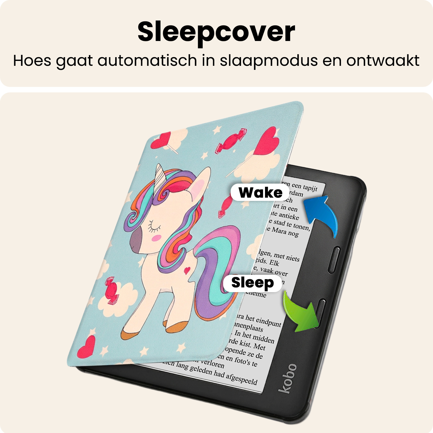 Nomfy Nomfy Kobo Sage Hoesje Met Screenprotector - Eenhoorn