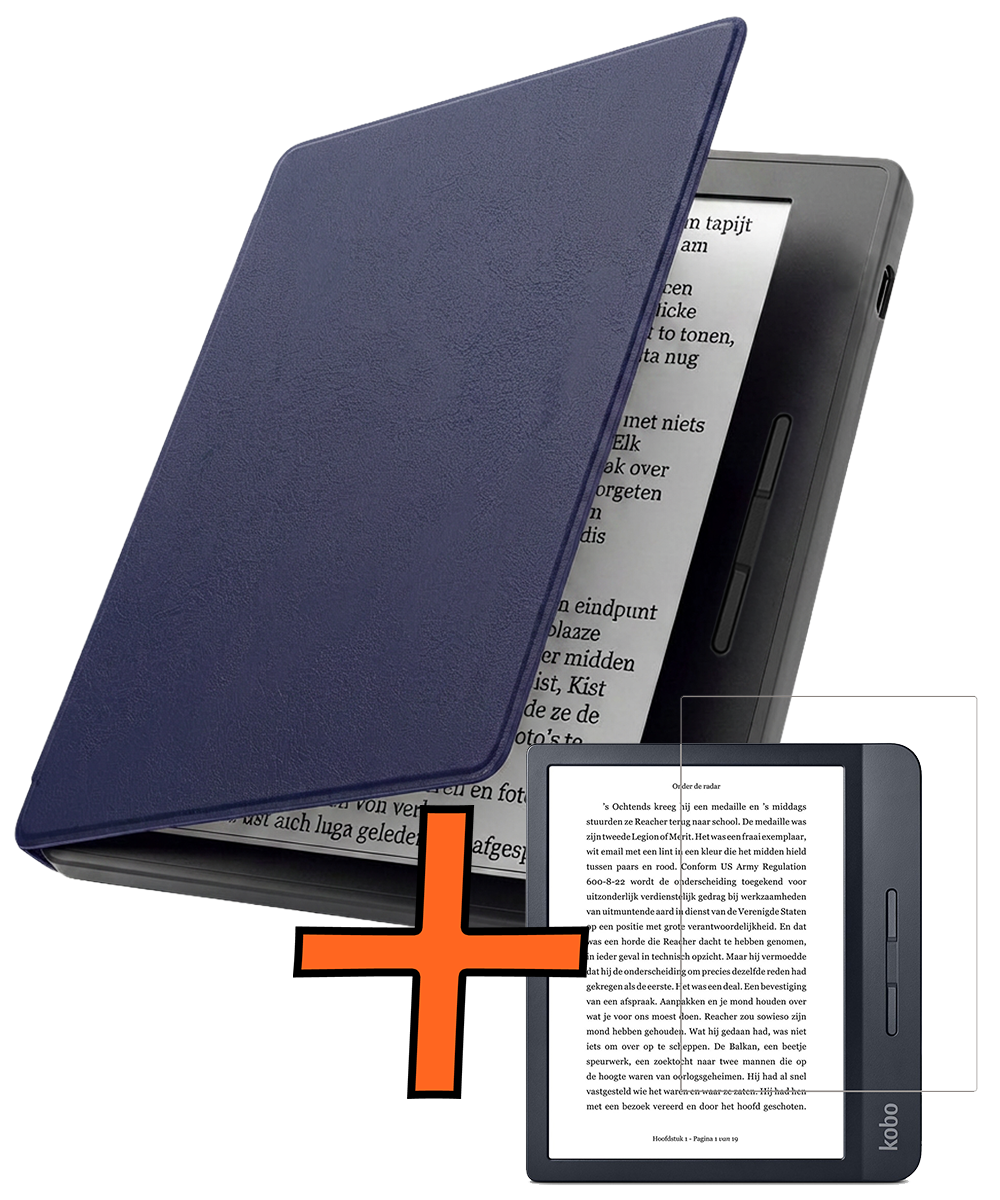 Nomfy Nomfy Kobo Libra H2O Hoesje Met Screenprotector - Donkerblauw