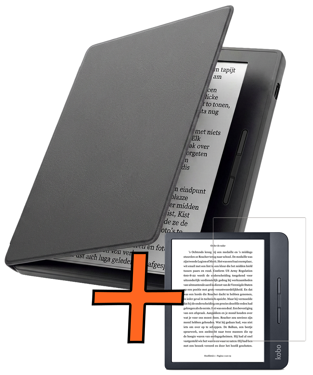 Nomfy Nomfy Kobo Libra H2O Hoesje Met Screenprotector - Grijs