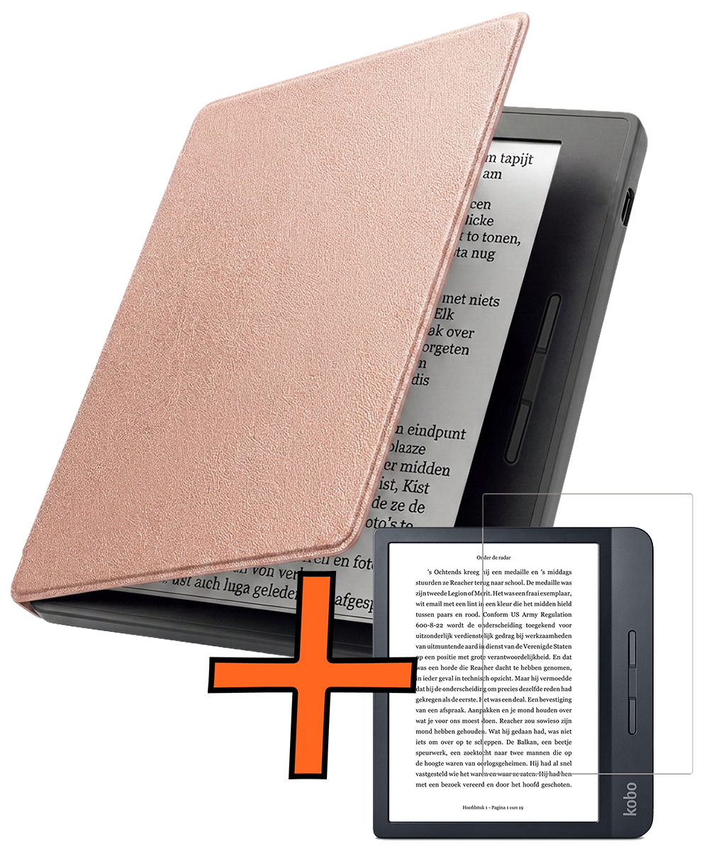 Nomfy Nomfy Kobo Libra H2O Hoesje Met Screenprotector - Rose Goud
