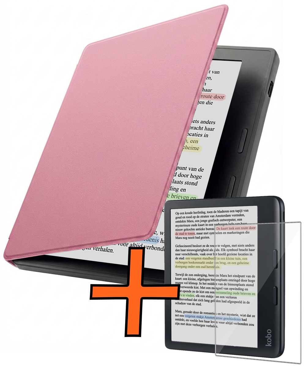 Nomfy Nomfy Kobo Libra Colour Hoesje Met Screenprotector - Roze