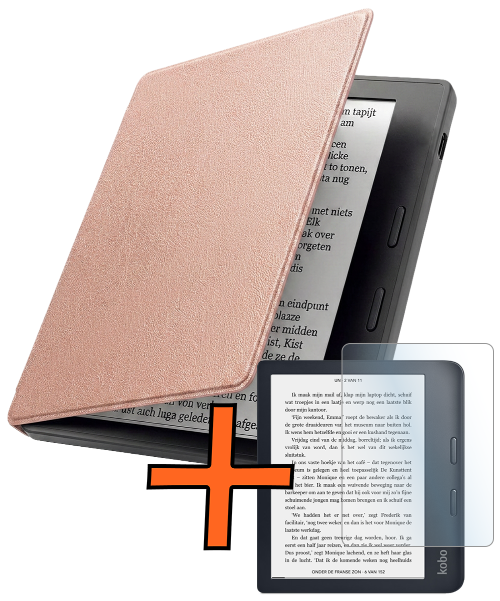 Nomfy Nomfy Kobo Libra 2 Hoesje Met Screenprotector - Rose Goud