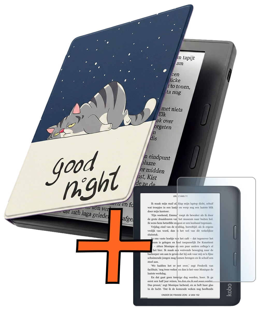 Nomfy Nomfy Kobo Libra 2 Hoesje Met Screenprotector - Kat
