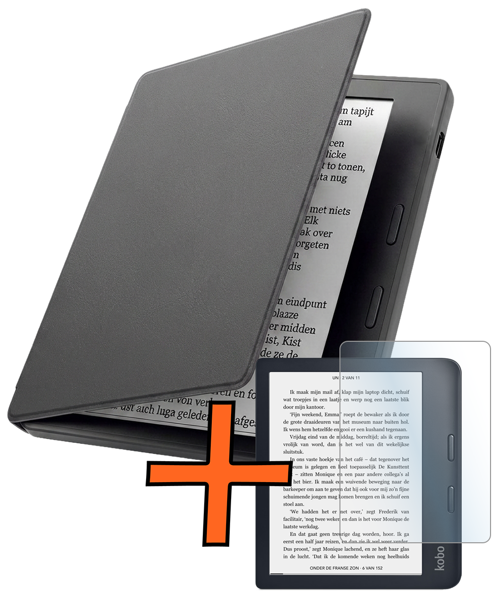 Nomfy Nomfy Kobo Libra 2 Hoesje Met Screenprotector - Grijs