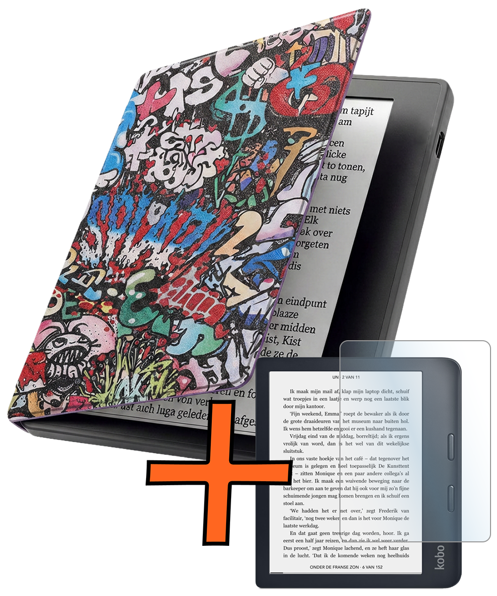 Nomfy Nomfy Kobo Libra 2 Hoesje Met Screenprotector - Graffity