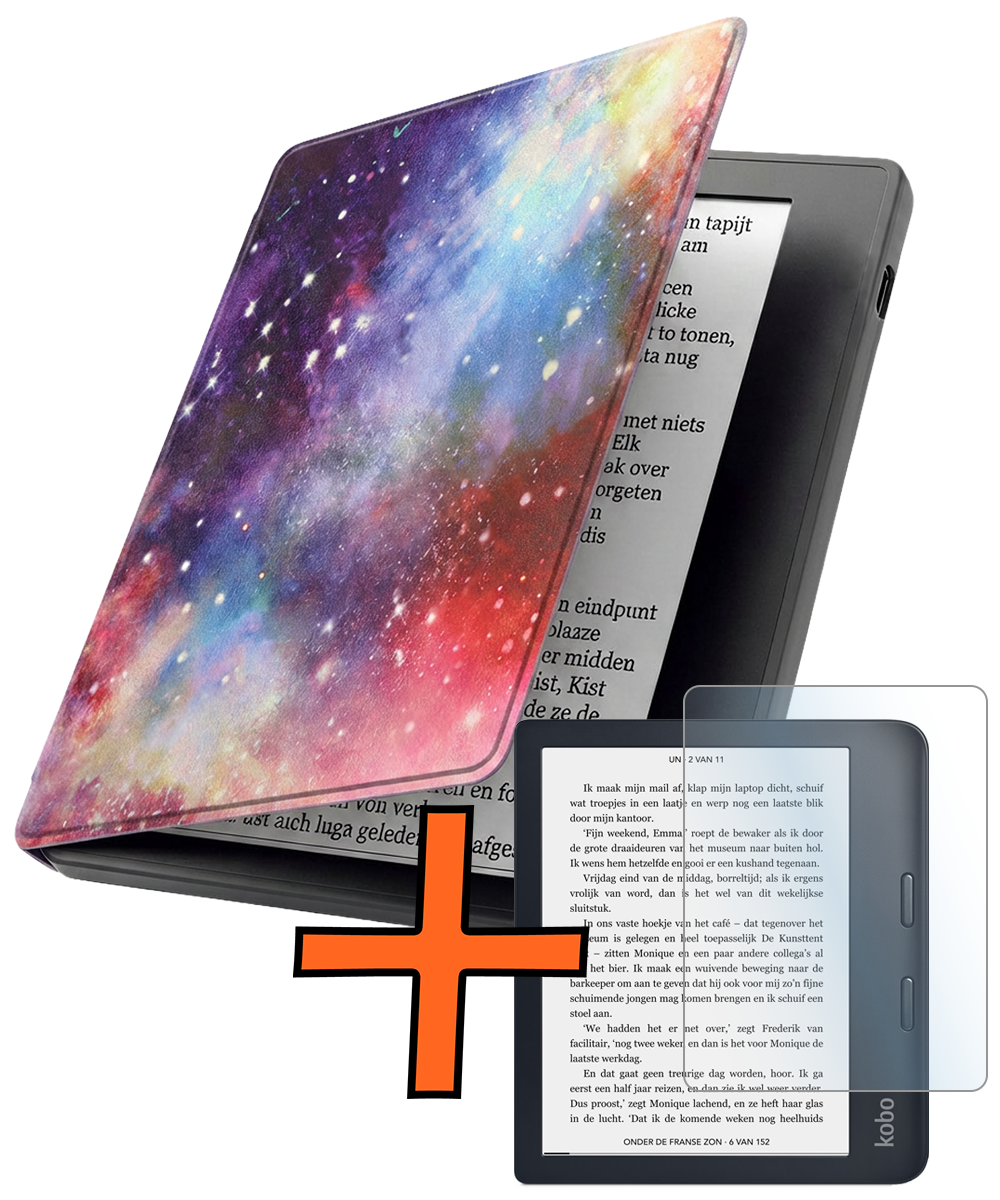Nomfy Nomfy Kobo Libra 2 Hoesje Met Screenprotector - Galaxy