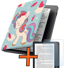 Nomfy Nomfy Kobo Libra 2 Hoesje Met Screenprotector - Eenhoorn