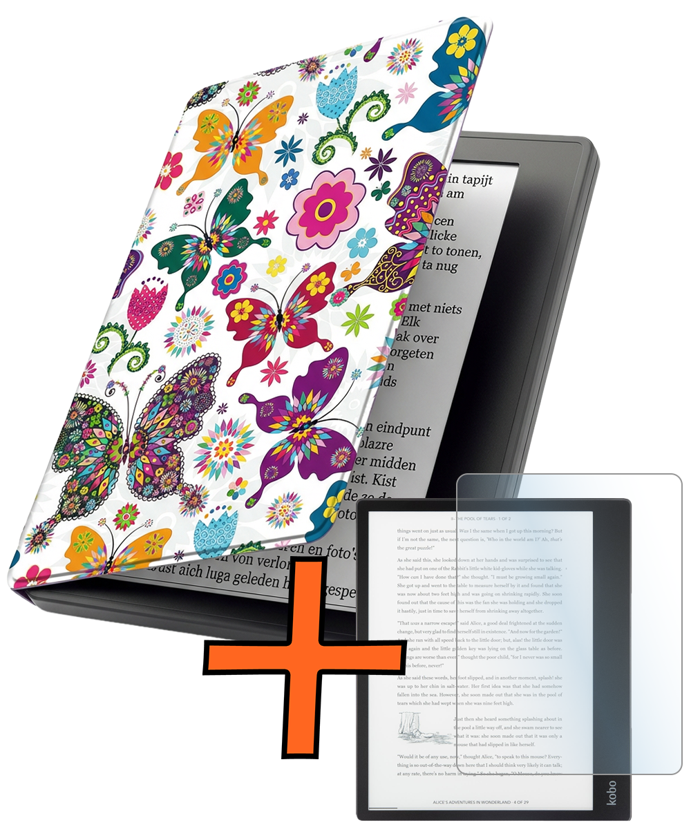 Nomfy Nomfy Kobo Elipsa 2E Hoesje Met Screenprotector - Vlinders